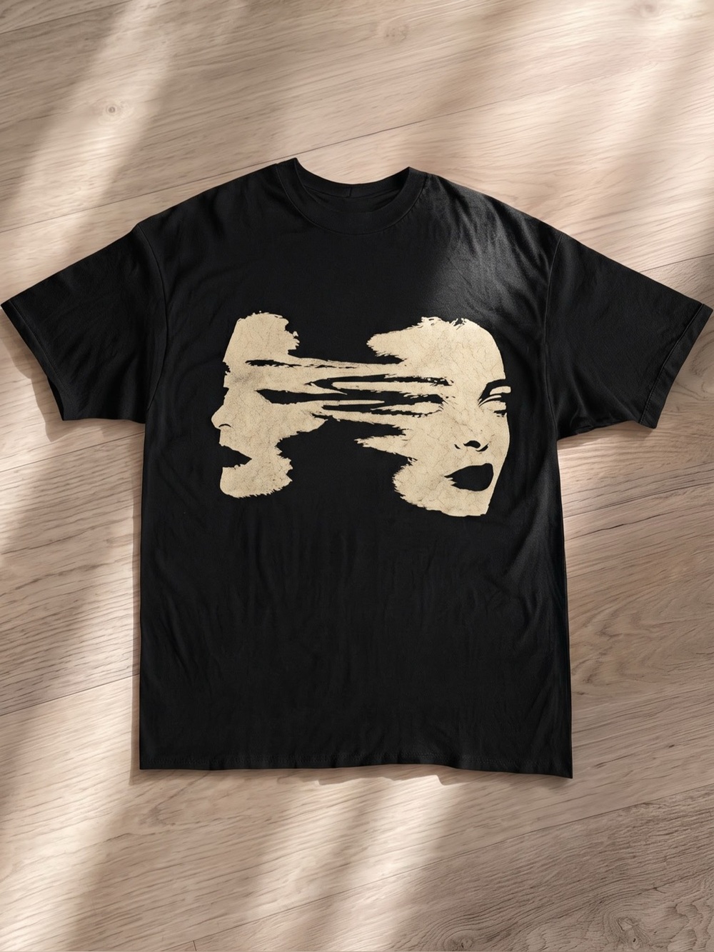 Abstract Split Face Graphic Tee - Gildan Heavy Cotton